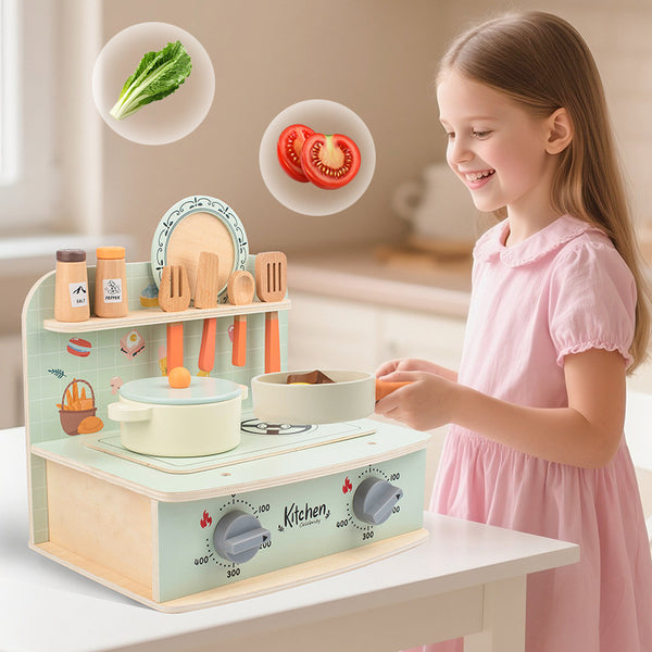 Little Chef’s Tabletop Wooden Cooker & Play Food Set