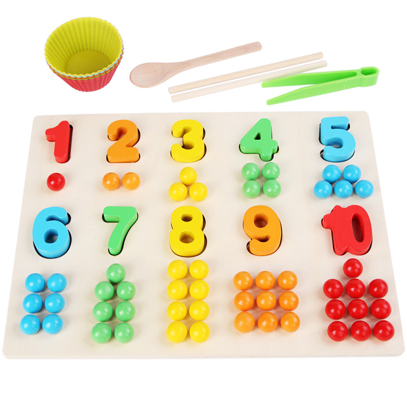 Wooden Montessori Number & Bead Sorting Board