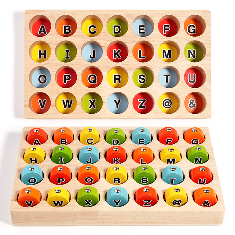 Wooden Magnetic Alphabet Fishing Game – 28 Piece Color Sorting Toy