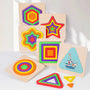 Rainbow Wooden Geometric Stacking Puzzle – 6-Piece Shape Sorting Set