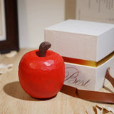 Hand-Carved Wooden Red Apple Desktop Ornament FantastiKurios
