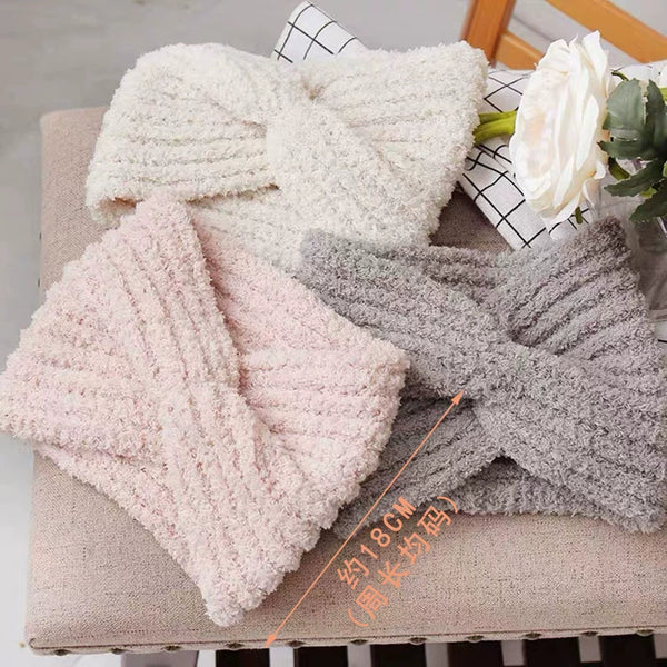 Plush Wide-Brim Cross Knot Hairband