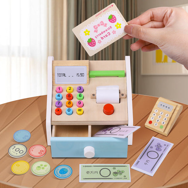 Pastel Wooden Cash Register – Pretend Play Shop Set