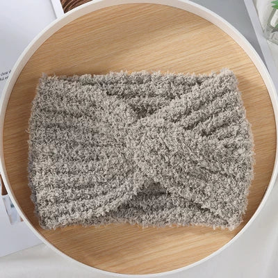 Plush Wide-Brim Cross Knot Hairband