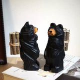 Hand-Carved Wooden Bear with Firewood FantastiKurios