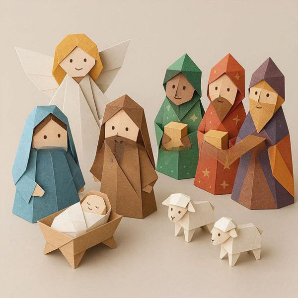 Fold-Your-Own Paper Nativity Scene Craft Set