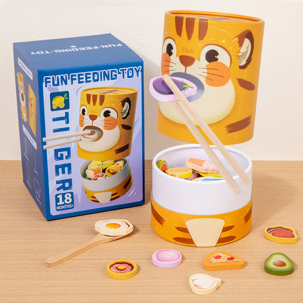 Wooden Tiger Feeding Game & Fine Motor Skill Set