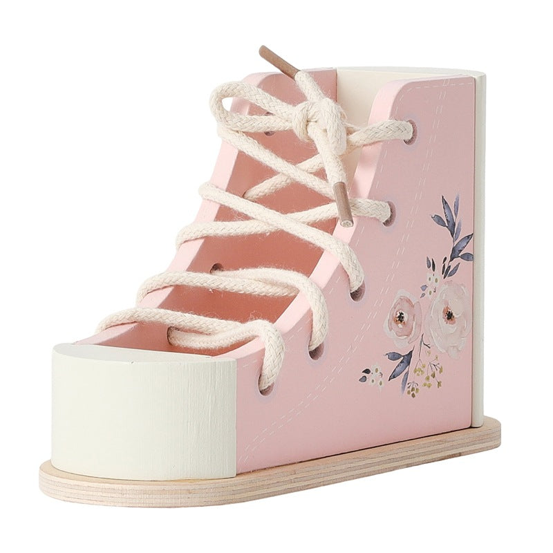 The "I Can Do It" Wooden Lacing Shoe | Learn-to-Tie Practice Toy