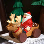 Hand-Carved Wooden Santa and Reindeer Sleigh Ornament FantastiKurios