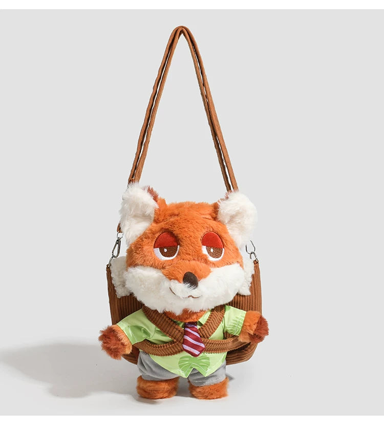 Plush Fox and Rabbit Crossbody Bag