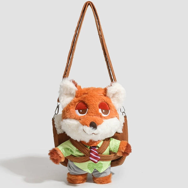 Plush Fox and Rabbit Crossbody Bag