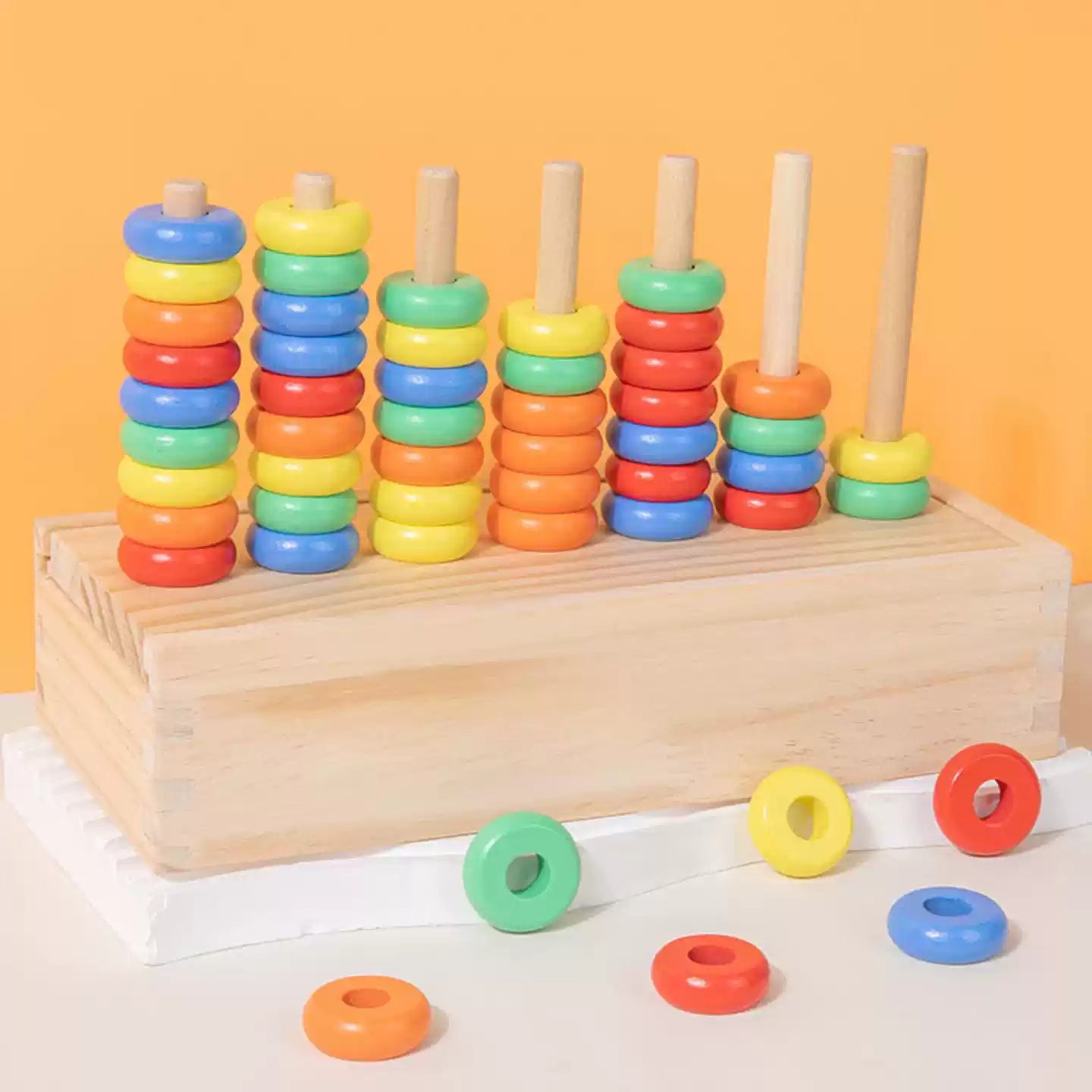 Wooden Color Sorting & Stacking Box