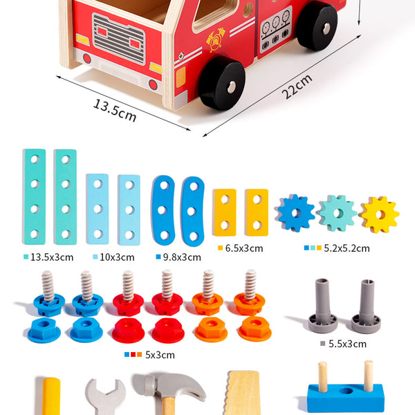 Little Firefighter’s Wooden Tool & Assembly Truck