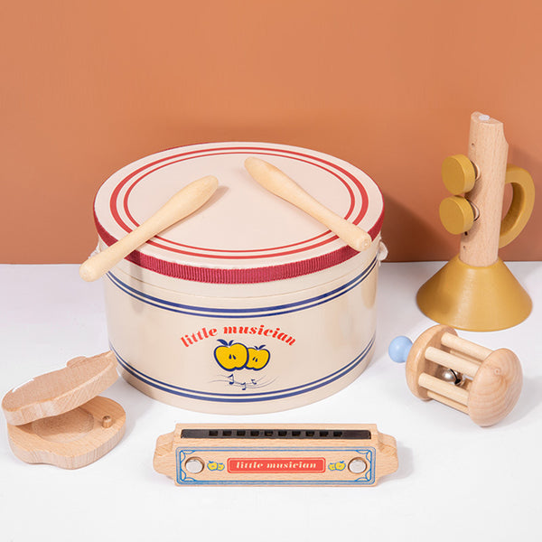 "Little Musician" Wooden Musical Instrument Set with Storage Drum