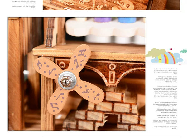 Wooden Windmill & Hourglass Music Box
