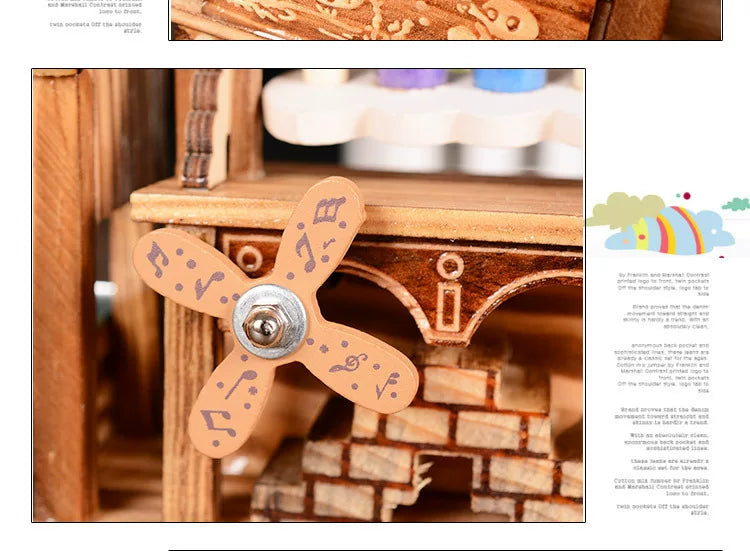 Wooden Windmill & Hourglass Music Box