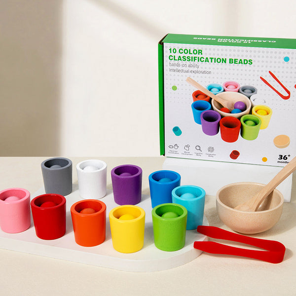 🌈 Montessori Wooden Colour Sorting & Fine Motor Set