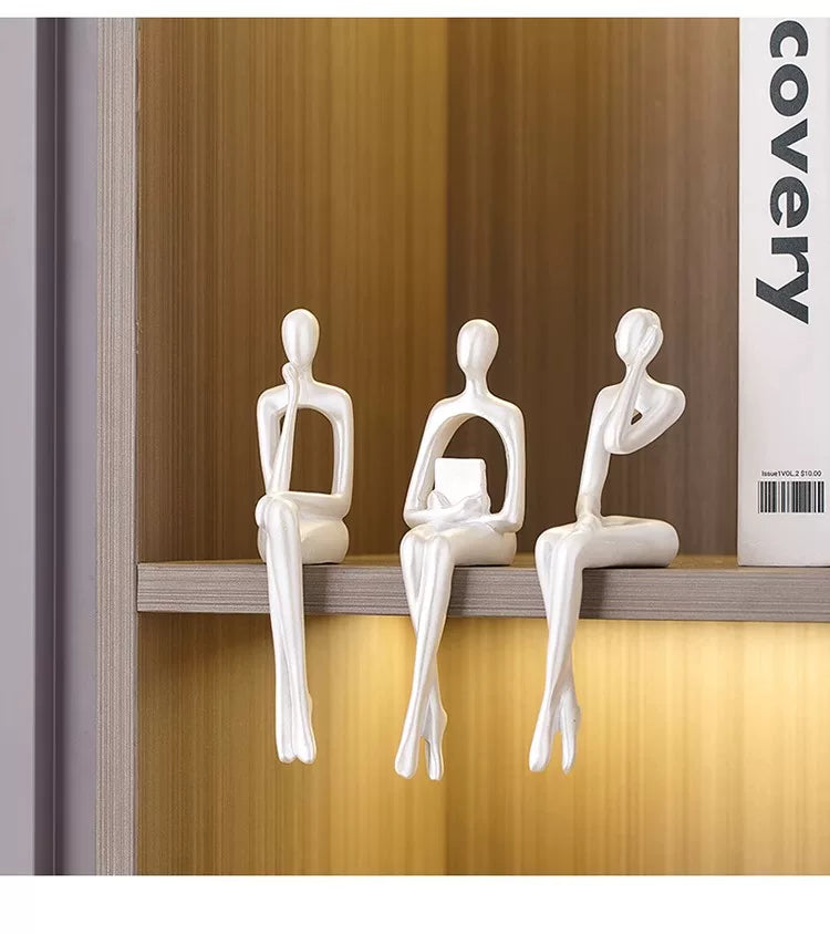 Modern Abstract Thinker Statue Set