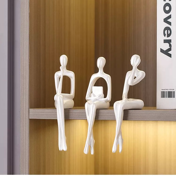 Modern Abstract Thinker Statue Set
