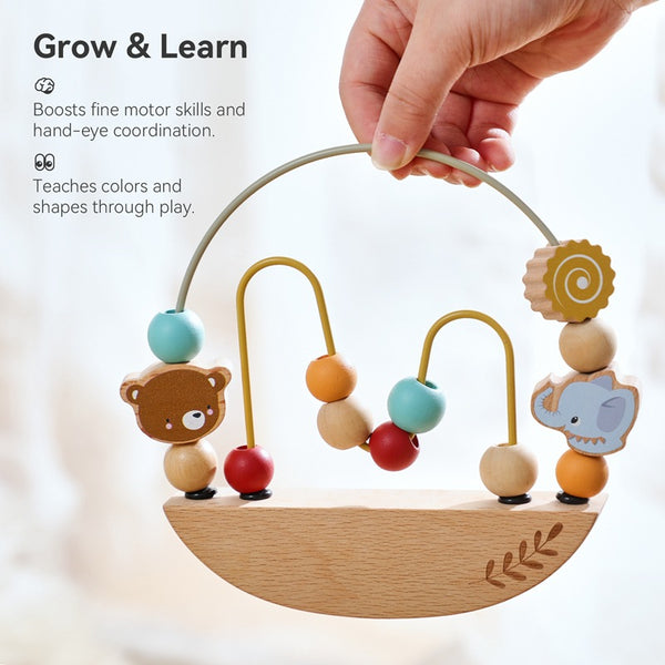 Wooden Balancing Animal Bead Maze & Rocking Base Toy