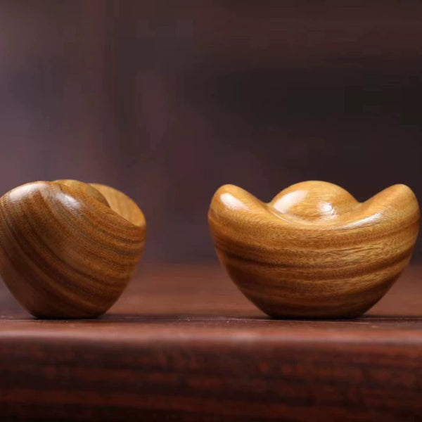 Hand-Carved Green Sandalwood Lucky Sycee Ornament