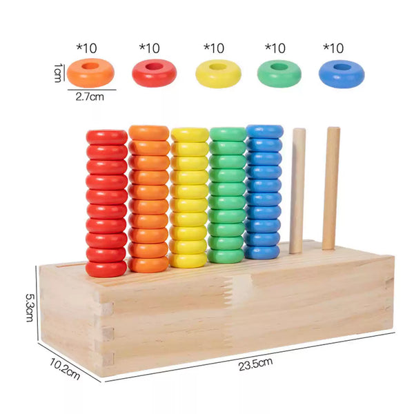 Wooden Color Sorting & Stacking Box