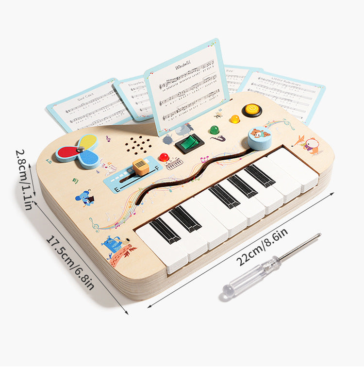 Wooden Piano Busy Board with Musical Lights & Sounds