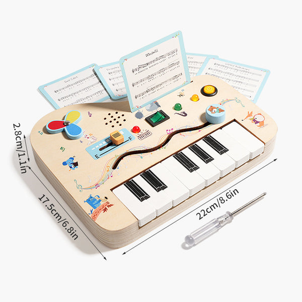 Wooden Piano Busy Board with Musical Lights & Sounds