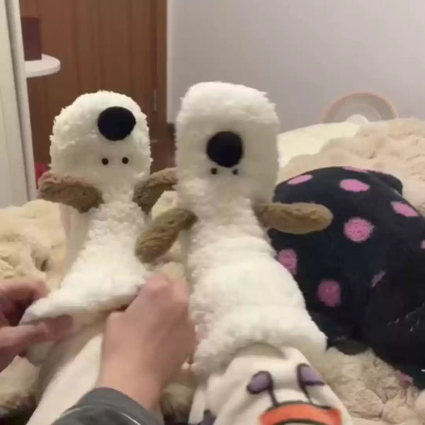 Fluffy White Dog Floor Socks