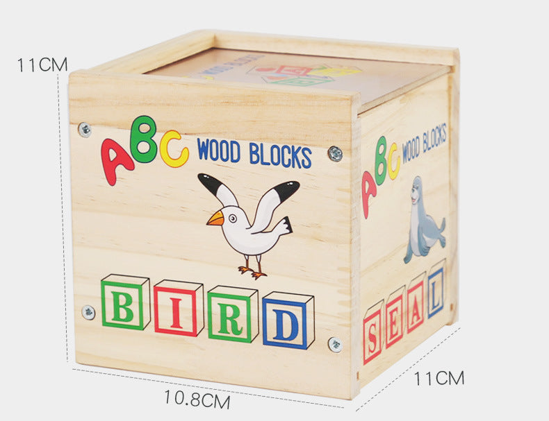 Classic Wooden ABC & Picture Blocks with Storage Box (27 Pcs)