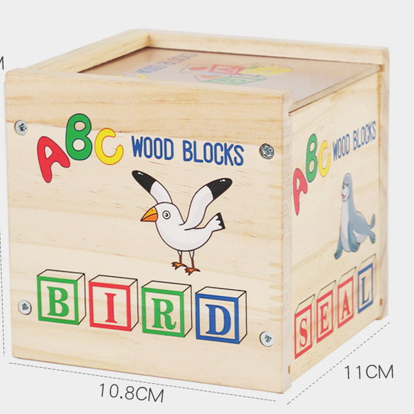 Classic Wooden ABC & Picture Blocks with Storage Box (27 Pcs)