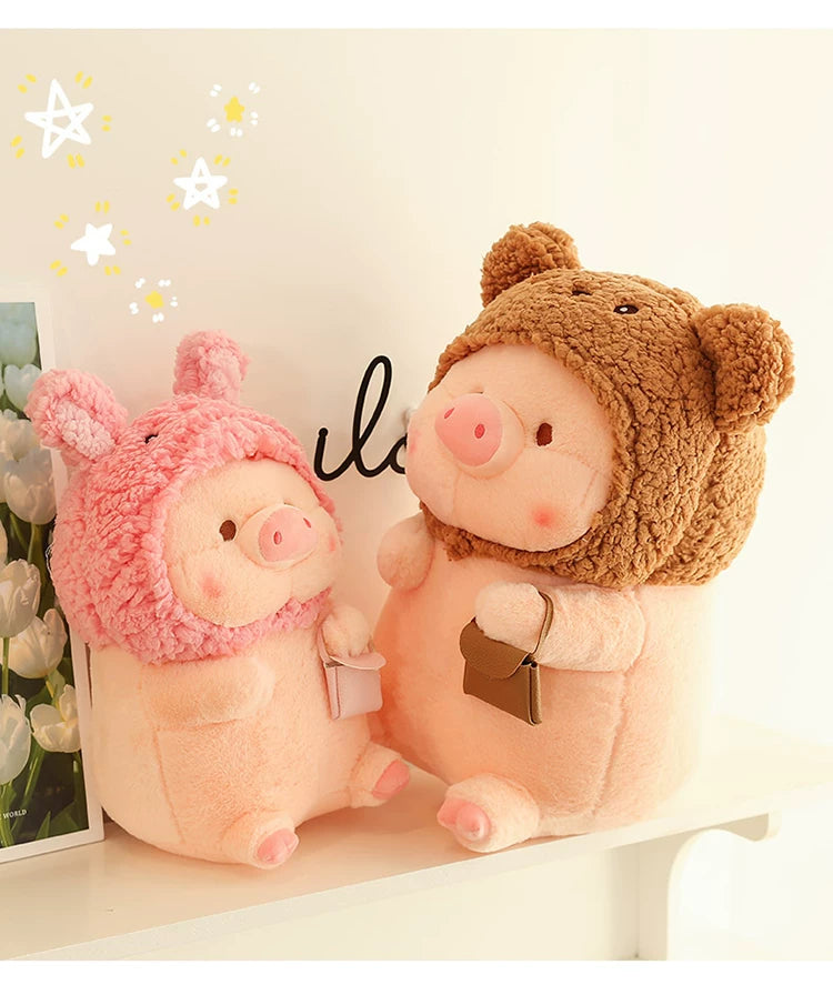 Plush Piglet Doll with Character Hoods