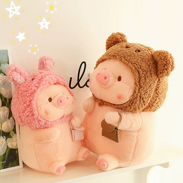 Plush Piglet Doll with Character Hoods