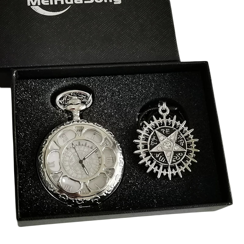 Classic Anime Pocket Watch and Necklace Set