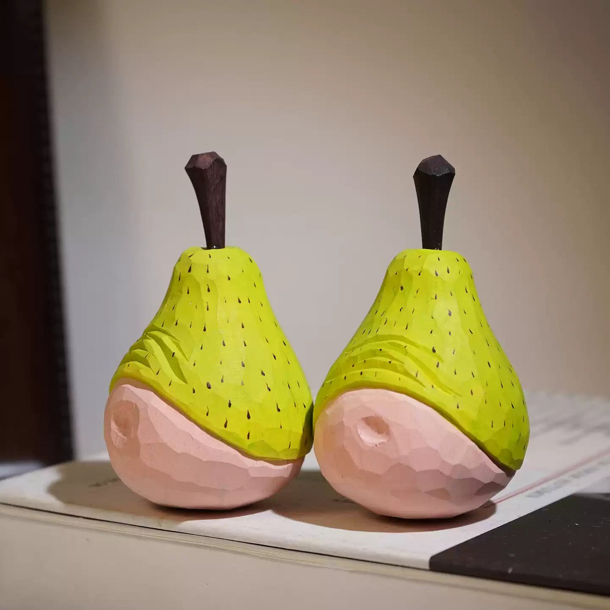 Hand-Carved Basswood Pear Figurine FantastiKurios