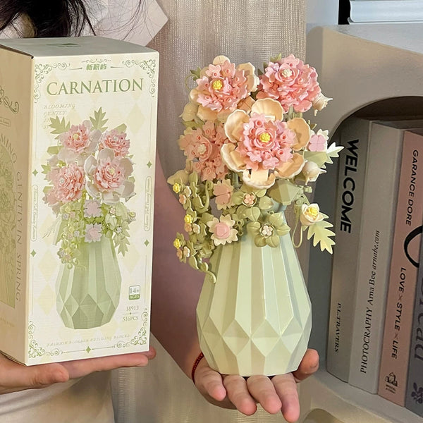 Building Block Flower Bouquet with Vase