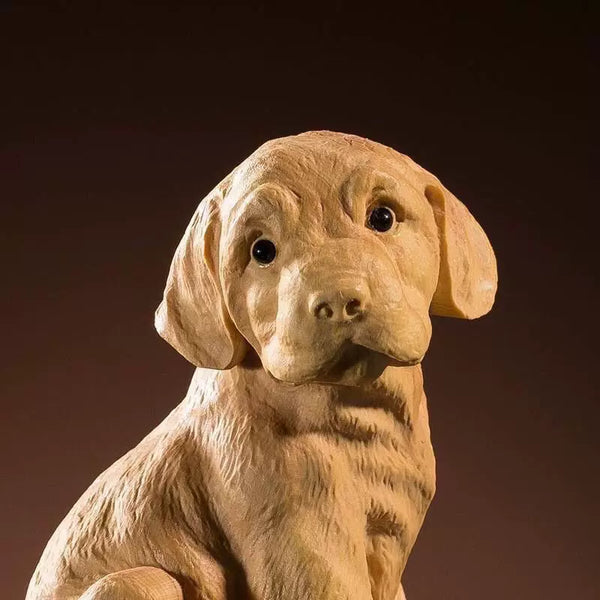 Hand-Carved Thuja Wood Golden Retriever