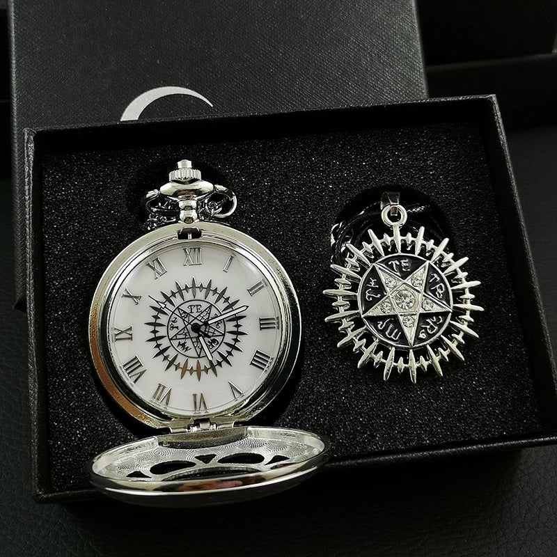 Classic Anime Pocket Watch and Necklace Set