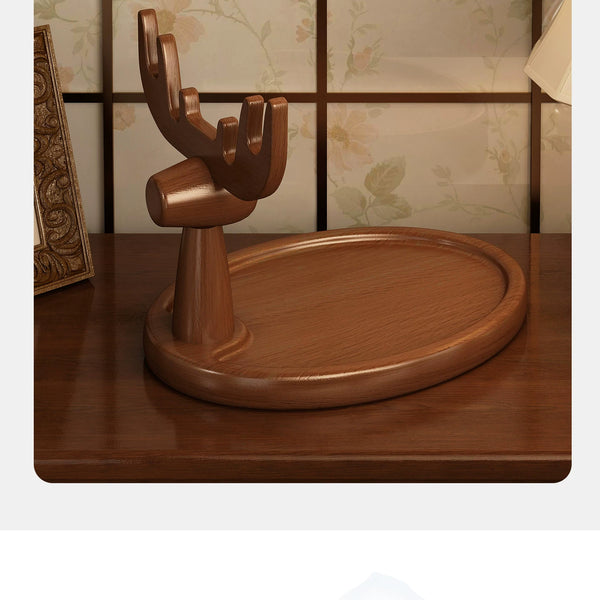 Wooden Catchall Tray with Animal Figurine