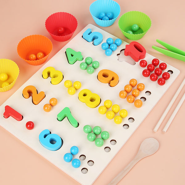 Wooden Montessori Number & Bead Sorting Board