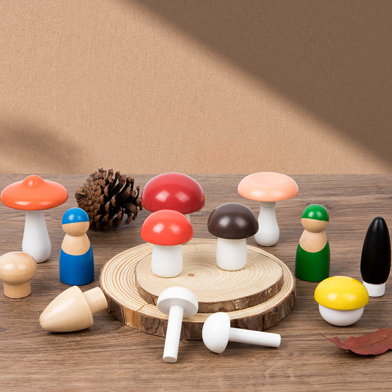 Wooden Mushroom Foraging Set - Magnetic Sorting Toy