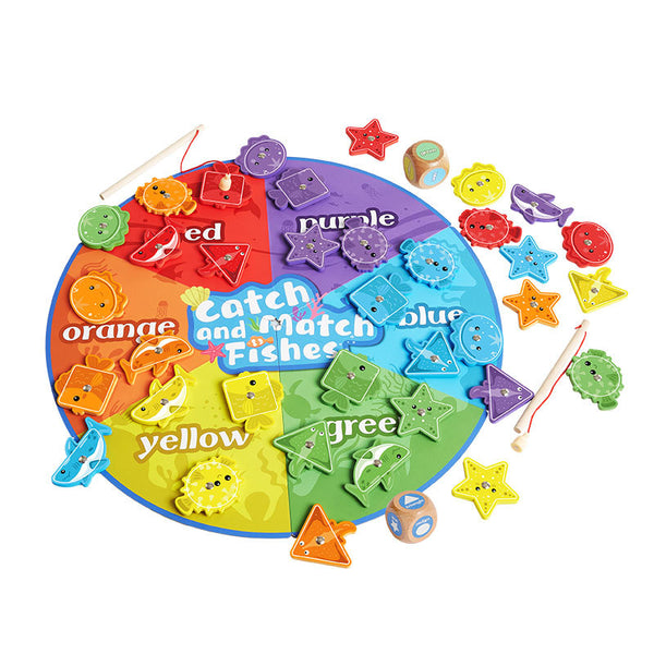 Catch & Match Magnetic Wooden Fishing Game – 36-Piece Set
