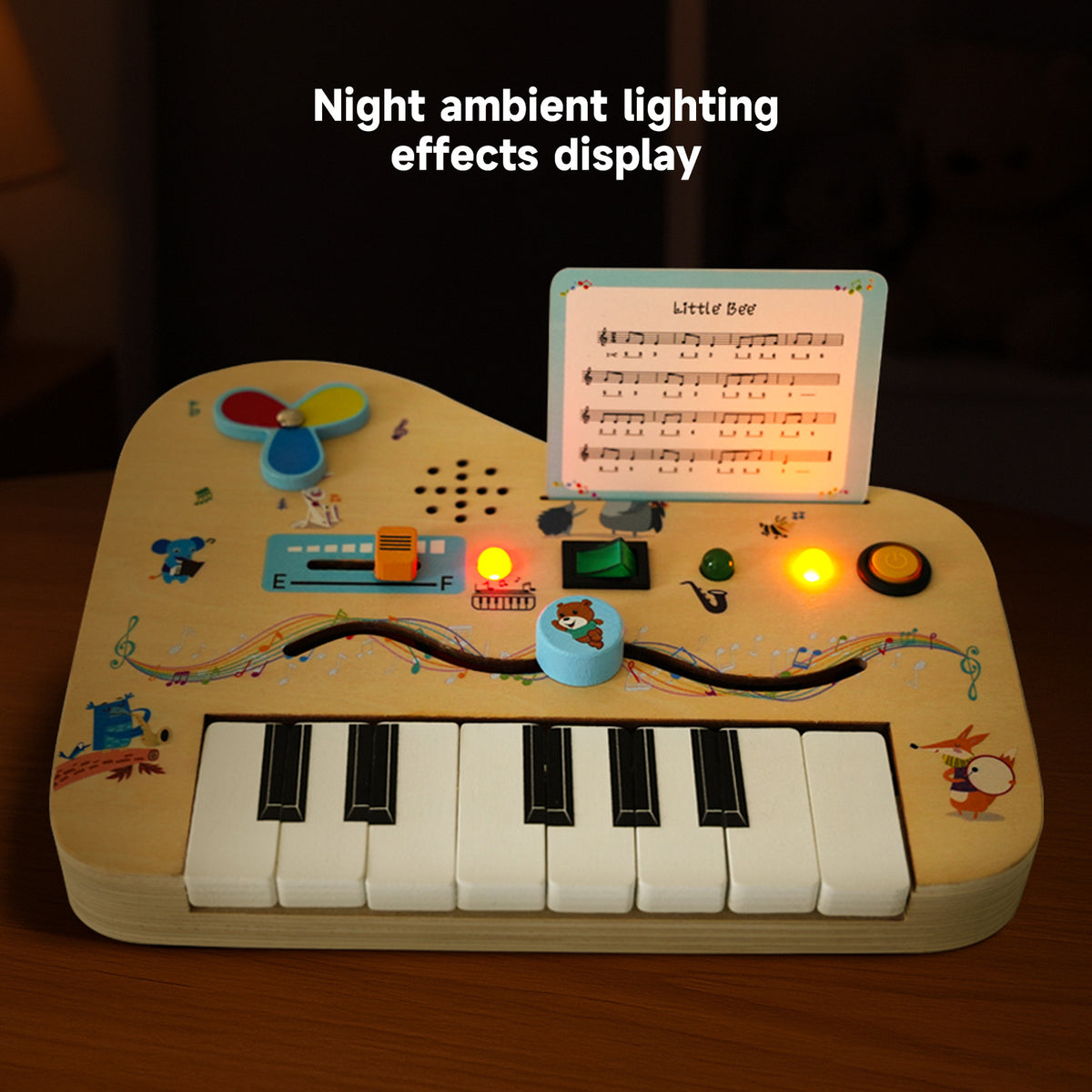 Wooden Piano Busy Board with Musical Lights & Sounds
