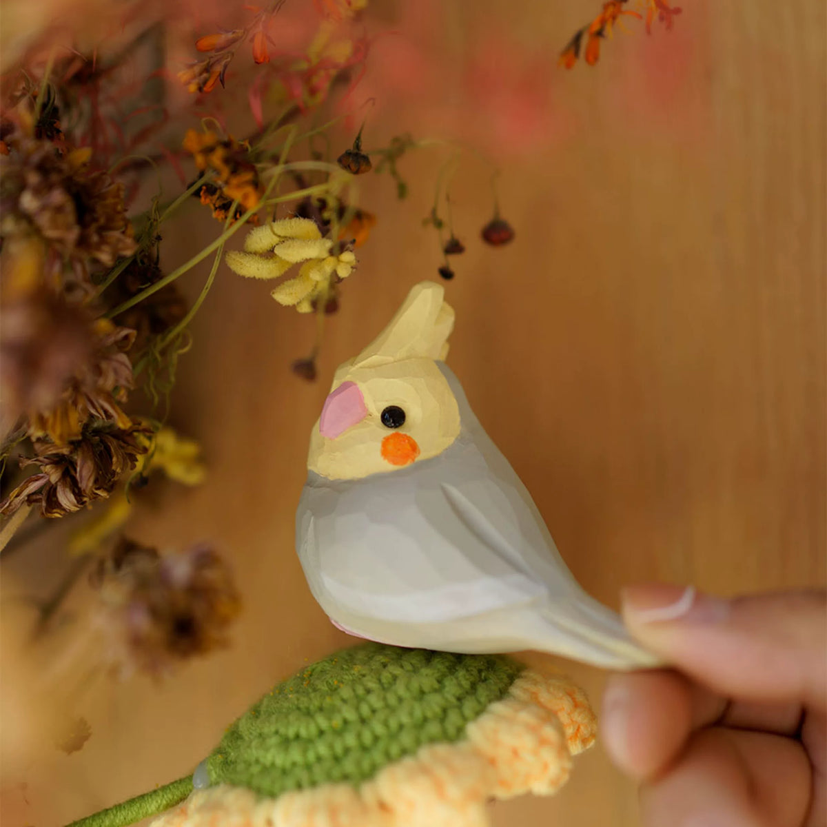 Hand-Carved Wooden Parrot Figurine