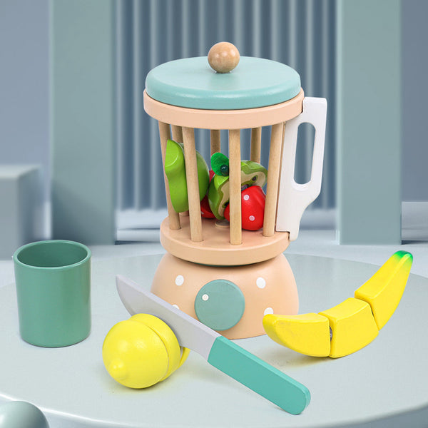 Wooden Smoothie Blender & Fruit Set – Pastel Kitchen Pretend Play
