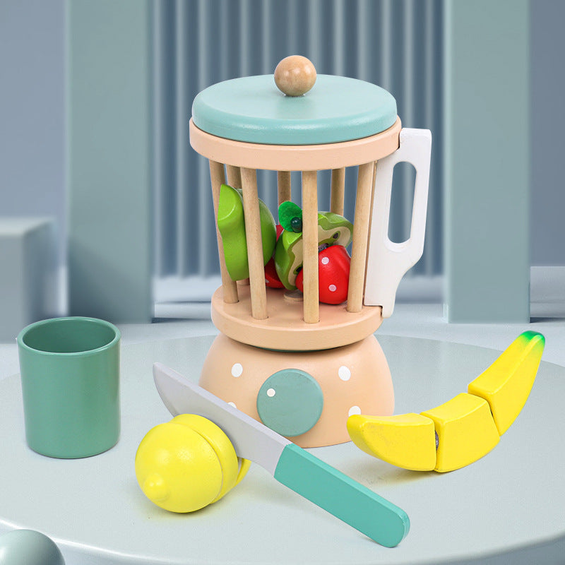Wooden Smoothie Blender & Fruit Set – Pastel Kitchen Pretend Play