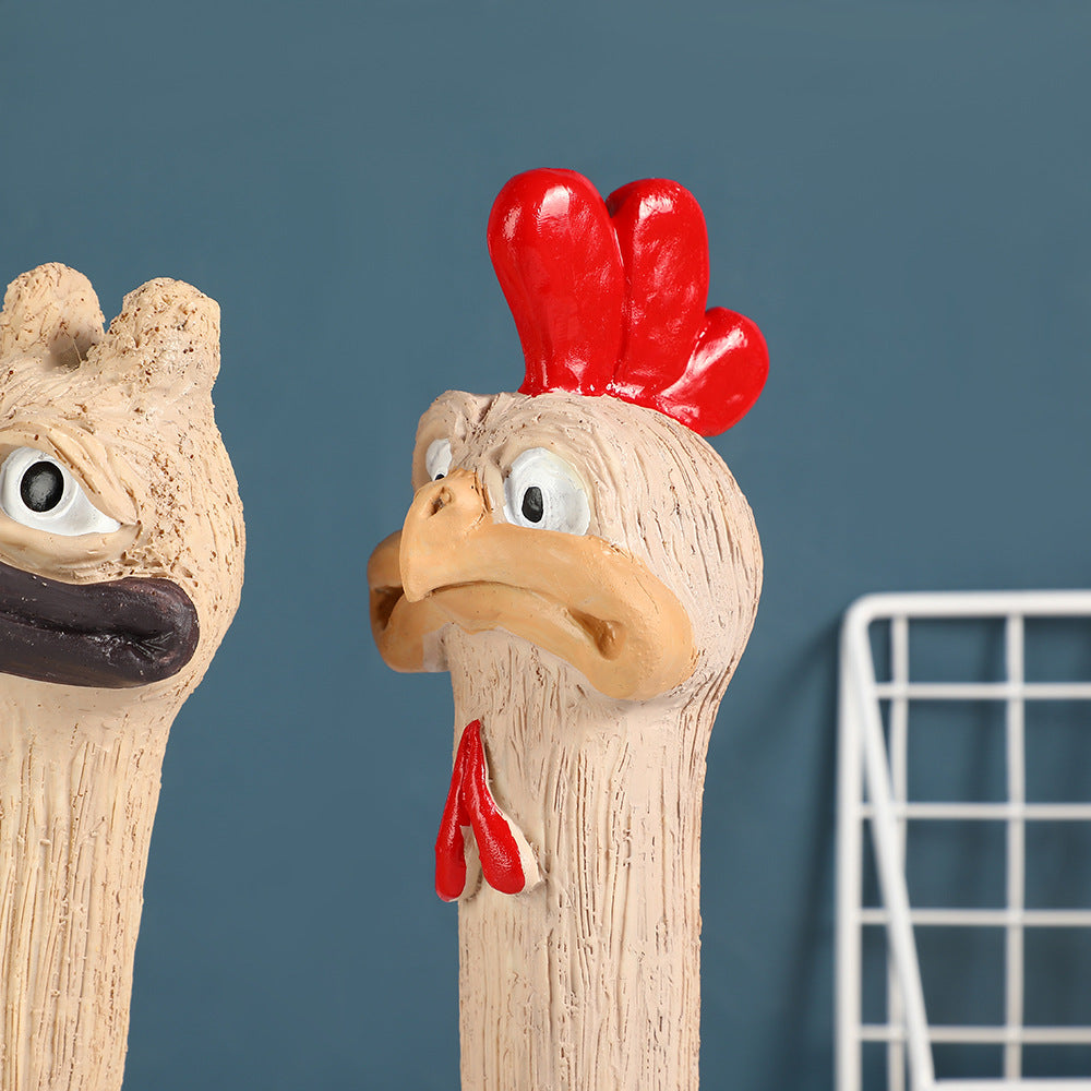 Quirky Ostrich and Chicken Figures