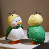 Hand-Carved Wooden Turtle Duck Figurine FantastiKurios