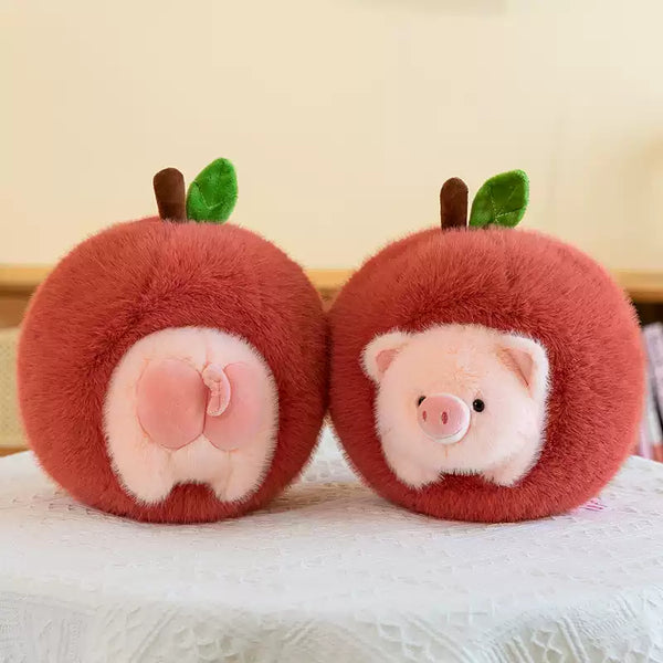 Playful Pig in Apple Plush Toy