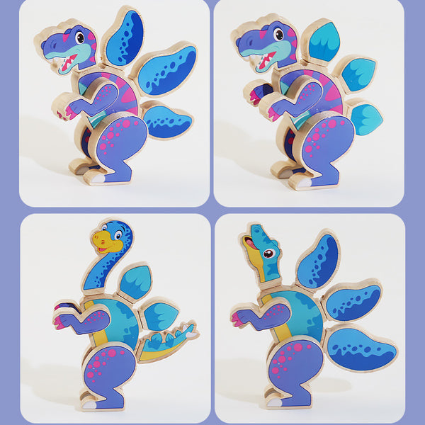 Mix & Match Magnetic Wooden Dinosaurs (Set of 4)